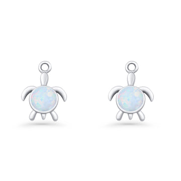 Round 15.3mm Lab Created White Opal Turtle Fishhook Earring 925 Sterling Silver Wholesale